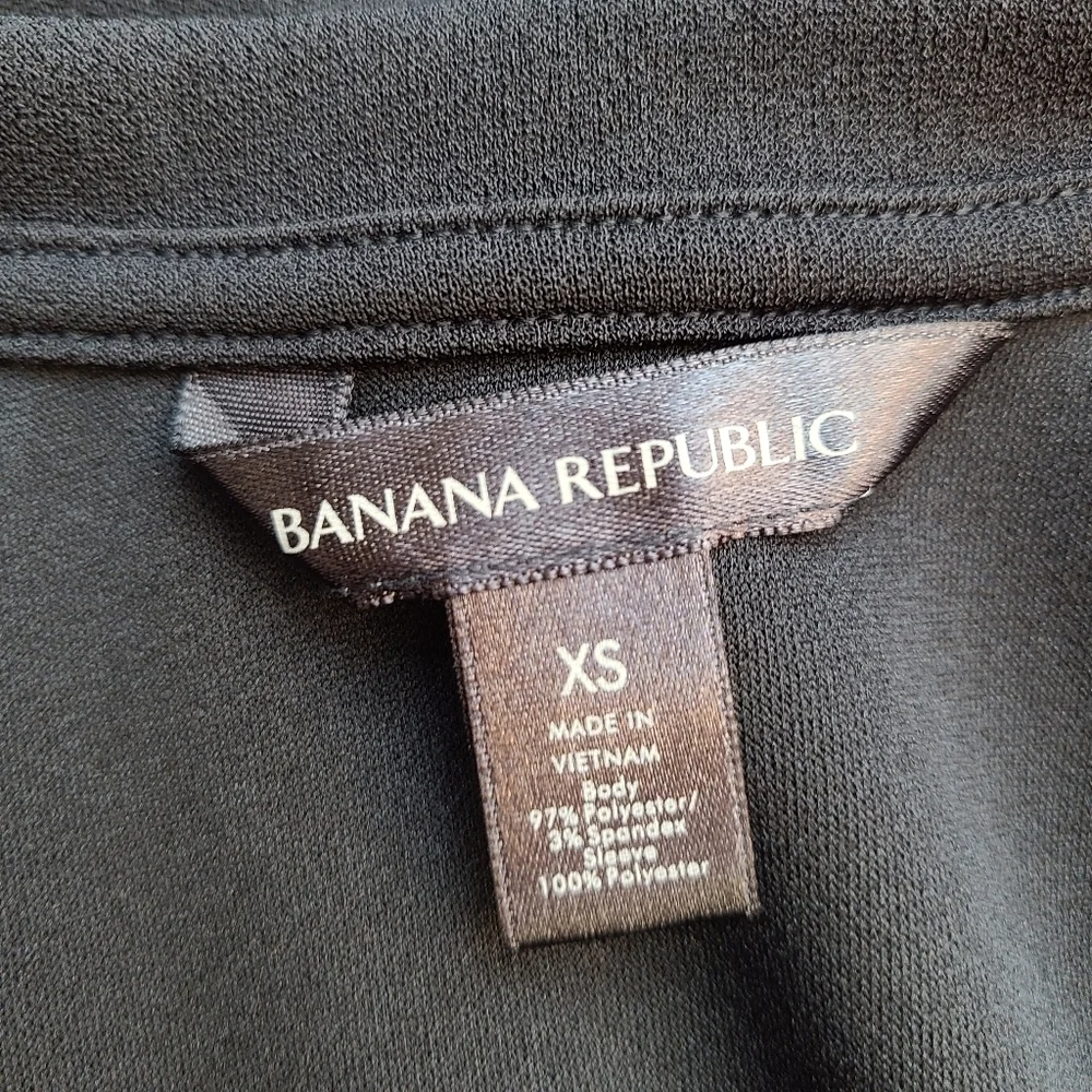 Banana Republic Black Sheer Puff Sleeve Oversized Blouse Top Size XS